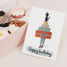 Load image into Gallery viewer, Cat and presents birthday card
