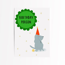 Load image into Gallery viewer, Dog in party hat birthday card
