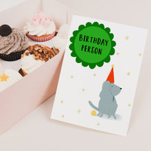 Load image into Gallery viewer, Dog in party hat birthday card
