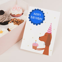 Load image into Gallery viewer, Dog with cupcake birthday card
