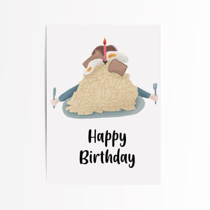Egg and chips cake birthday card