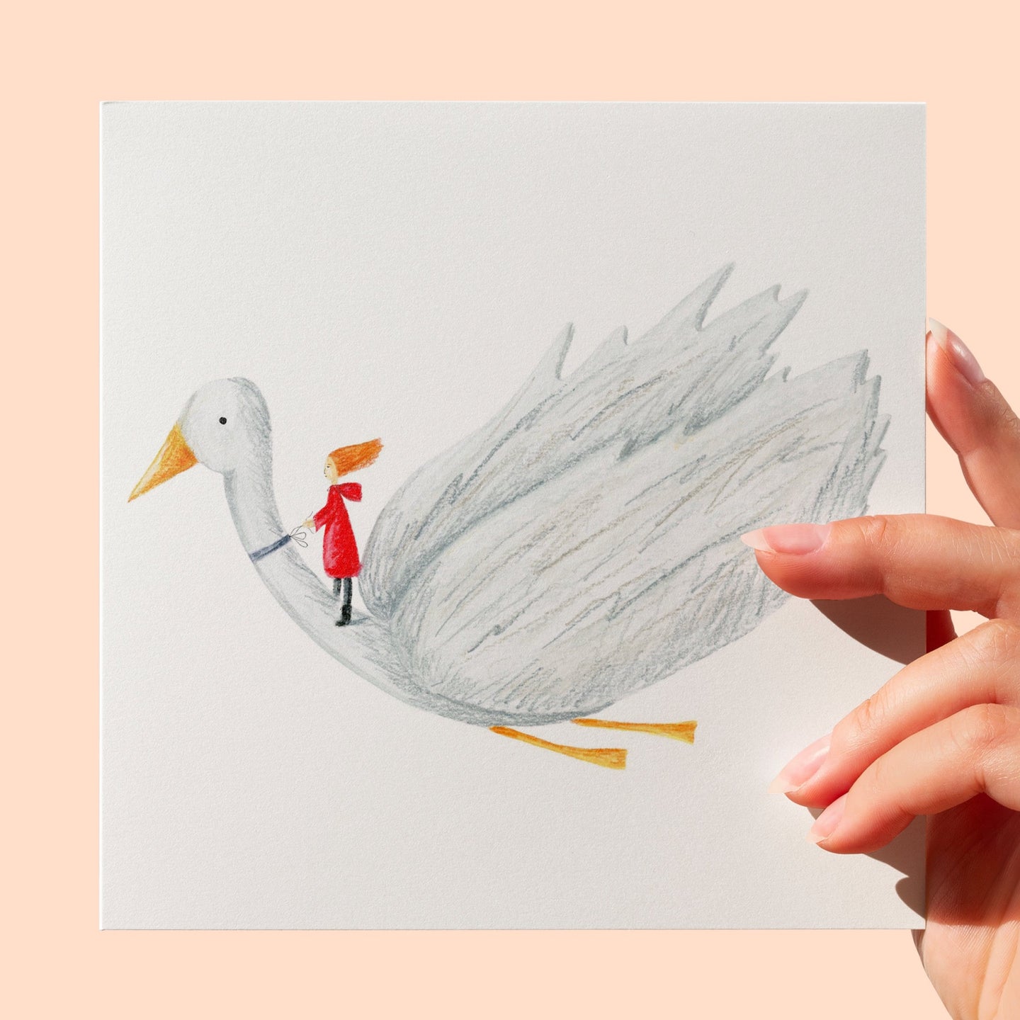 Flying duck greeting card