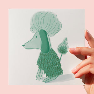 Green dog greeting card