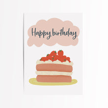 Load image into Gallery viewer, Strawberry cake birthday card

