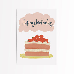 Strawberry cake birthday card