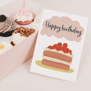 Strawberry cake birthday card