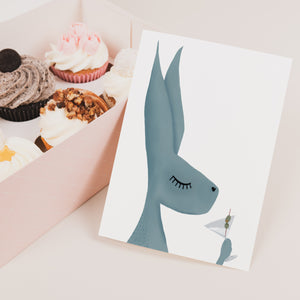 Hare with cocktail greeting card