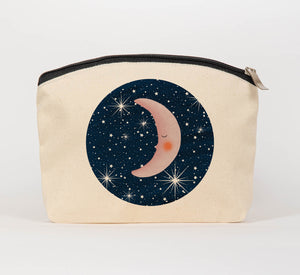 Pink moon cotton pouch