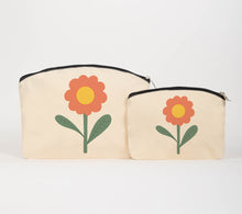 Load image into Gallery viewer, Orange flower cosmetic bag
