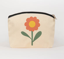 Load image into Gallery viewer, Orange flower cosmetic bag
