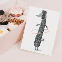 Load image into Gallery viewer, Hula hoop poodle greeting card

