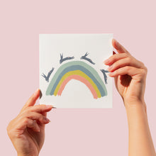 Load image into Gallery viewer, Rabbits over a rainbow greeting card

