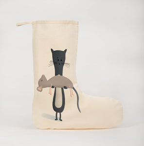 Cat with mouse Christmas stocking