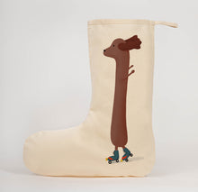 Load image into Gallery viewer, Roller skating dog Christmas stocking
