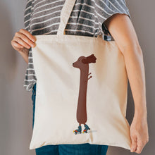 Load image into Gallery viewer, Roller skating dog reusable, cotton, tote bag
