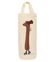 Load image into Gallery viewer, Roller skating dog bottle bag - wine tote - gift bag
