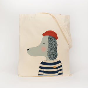 Space poodle reusable, cotton, tote bag