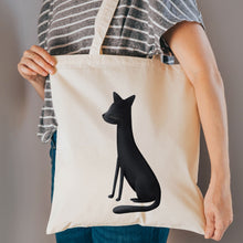Load image into Gallery viewer, Black cat reusable, cotton, tote bag
