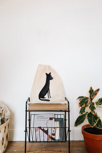 Black cat drawstring bag