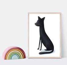 Load image into Gallery viewer, Print of an illustrated black cat
