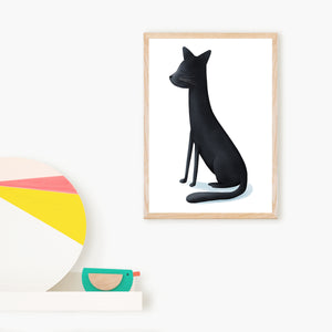 Print of an illustrated black cat