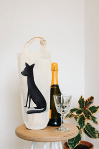 Cat bottle bag - wine tote - gift bag