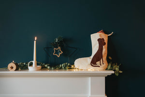 Brown dog Christmas stocking