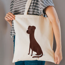 Load image into Gallery viewer, Brown dog reusable, cotton, tote bag
