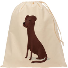 Load image into Gallery viewer, Brown dog drawstring bag
