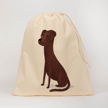 Load image into Gallery viewer, Brown dog drawstring bag

