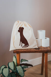 Brown dog drawstring bag