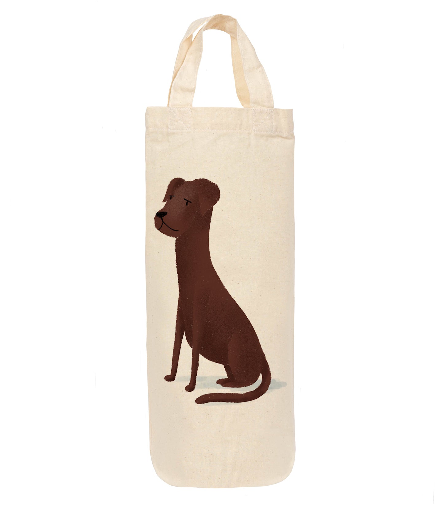 Brown dog bottle bag - wine tote - gift bag