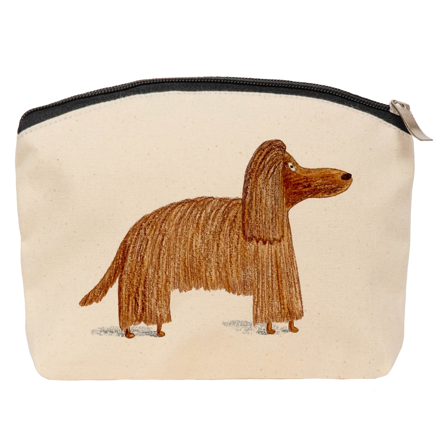 Brown hairy dog cosmetic bag