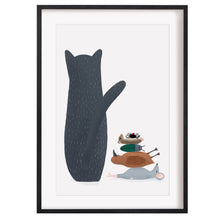 Load image into Gallery viewer, Cat with lunch art print
