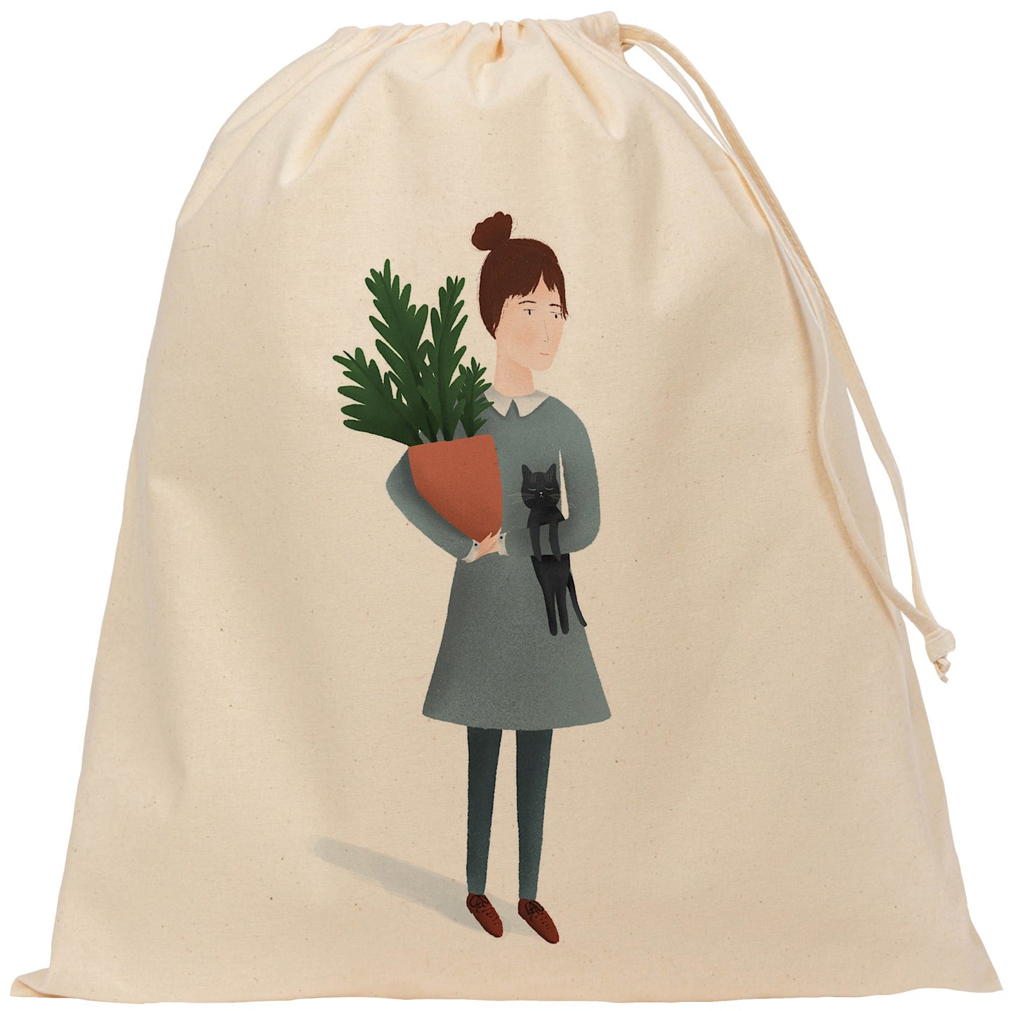 Cat plant lady drawstring bag