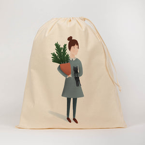 Cat plant lady drawstring bag