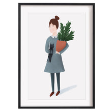 Load image into Gallery viewer, Cat plant lady art print
