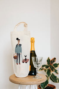 Cat lady bottle bag - wine tote