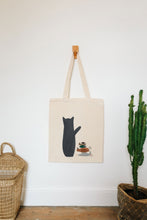 Load image into Gallery viewer, Cat lunch reusable, cotton, tote bag

