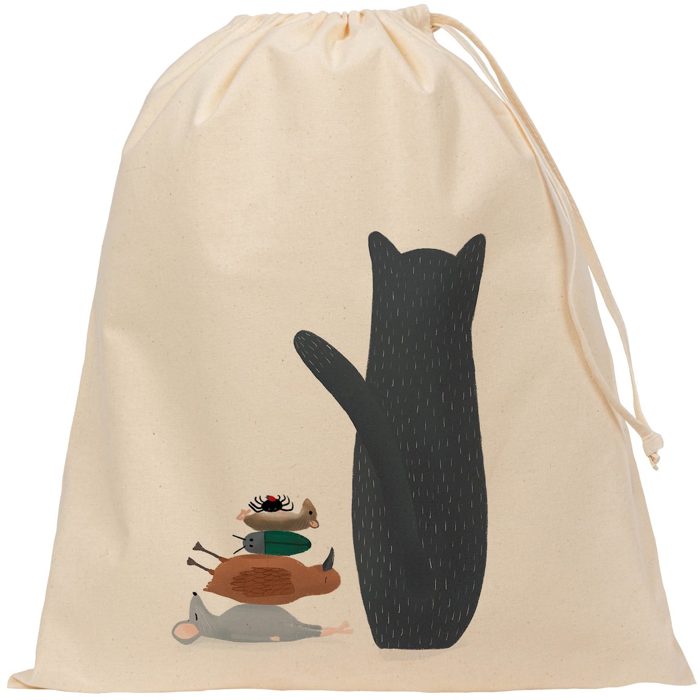 Cat with lunch drawstring bag