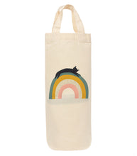 Load image into Gallery viewer, Cat on rainbow bottle bag - wine tote - gift bag
