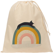 Load image into Gallery viewer, Kids cat on rainbow drawstring bag
