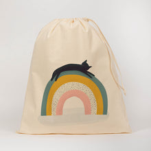 Load image into Gallery viewer, Cat on rainbow drawstring bag
