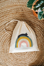 Load image into Gallery viewer, Cat on rainbow drawstring bag
