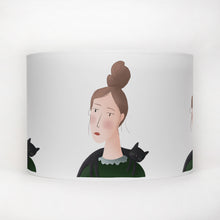 Load image into Gallery viewer, Lady and cat lamp shade/ceiling shade
