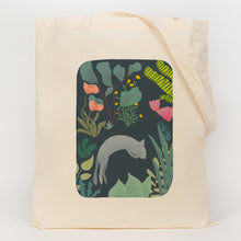 Load image into Gallery viewer, Cat sleeping in a garden on cotton shopping bag 
