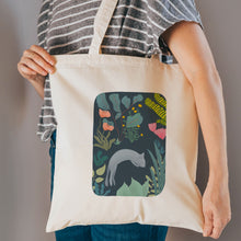 Load image into Gallery viewer, Cat sleeping in garden reusable, cotton, tote bag
