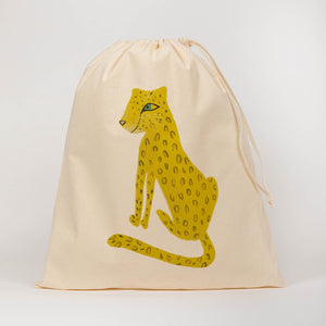 Kids cheetah drawstring bag