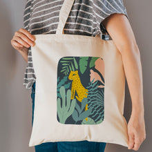 Load image into Gallery viewer, Cheetah in the jungle reusable, cotton, tote bag
