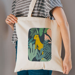 Cheetah in the jungle reusable, cotton, tote bag